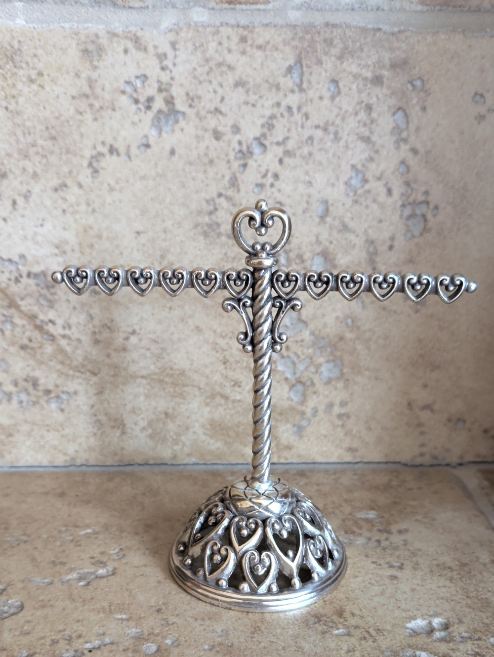 Brighton Vintage Heart-Accent Jewelry Stand in Silver